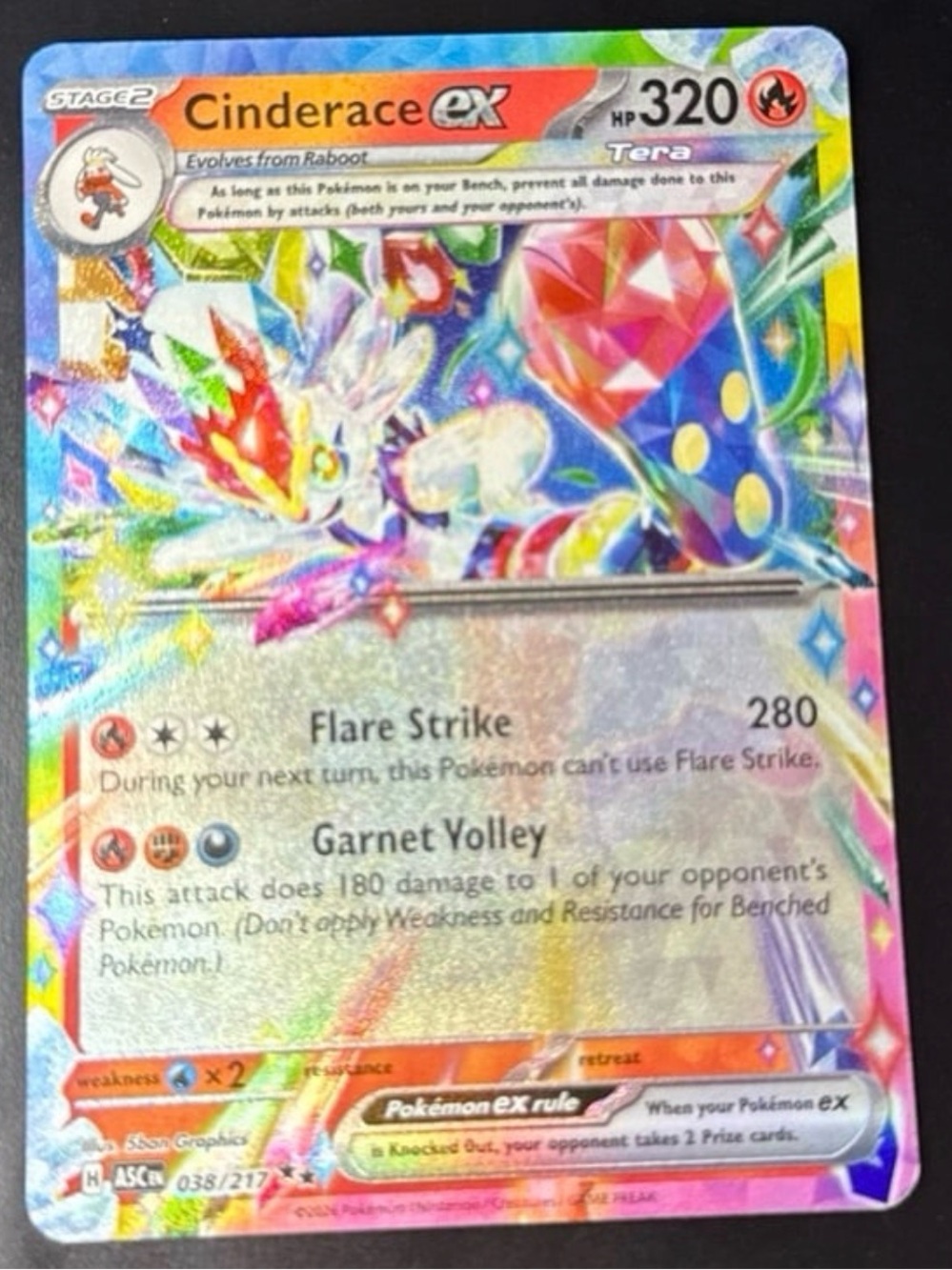 Cinderace EX 38/217 Holofoil 2026 released Mega Evolution: Ascended Hereos set